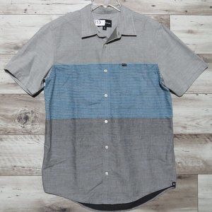 Hurley* Men's Short Sleeve Button Down Shirt Size Large Single Chest Pocket Gray